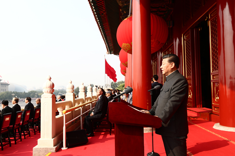 10月1日上午，慶祝中華人民共和國成立70周年大會在北京天安門廣場隆重舉行。中共中央總書記、國家主席、中央軍委主席習近平發(fā)表重要講話。