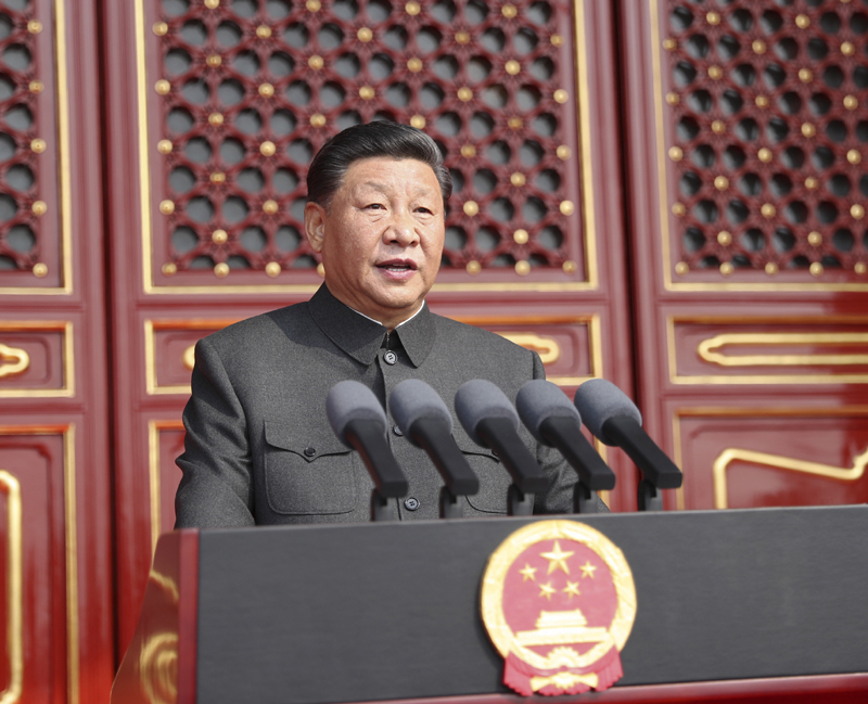 10月1日上午，慶祝中華人民共和國成立70周年大會在北京天安門廣場隆重舉行。中共中央總書記、國家主席、中央軍委主席習近平發(fā)表重要講話。